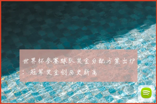 世界杯参赛球队奖金分配方案出炉：冠军奖金创历史新高